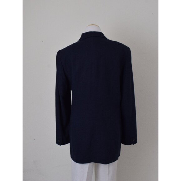 Vintage 90s Navy Linen/Rayon Jacket size 10‎ - Picture 3 of 10